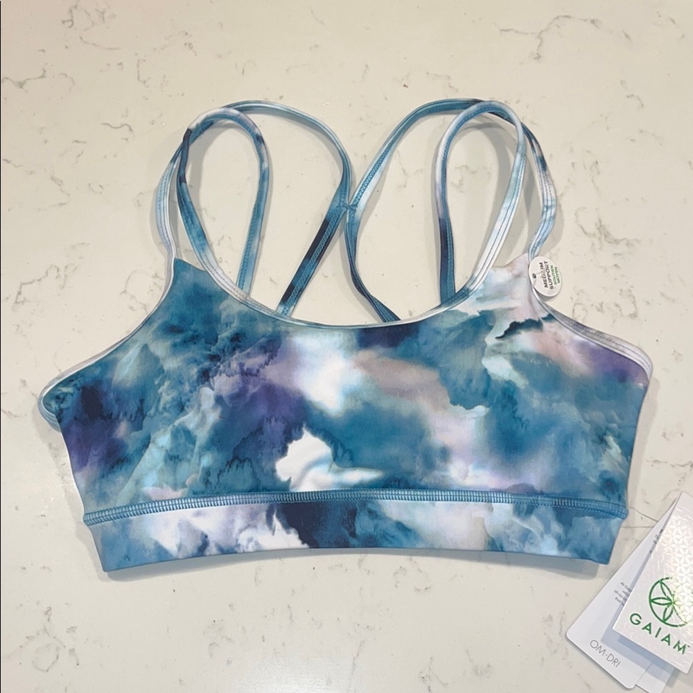 Gaiam Blue Tie-Dye Sports Bra NWT